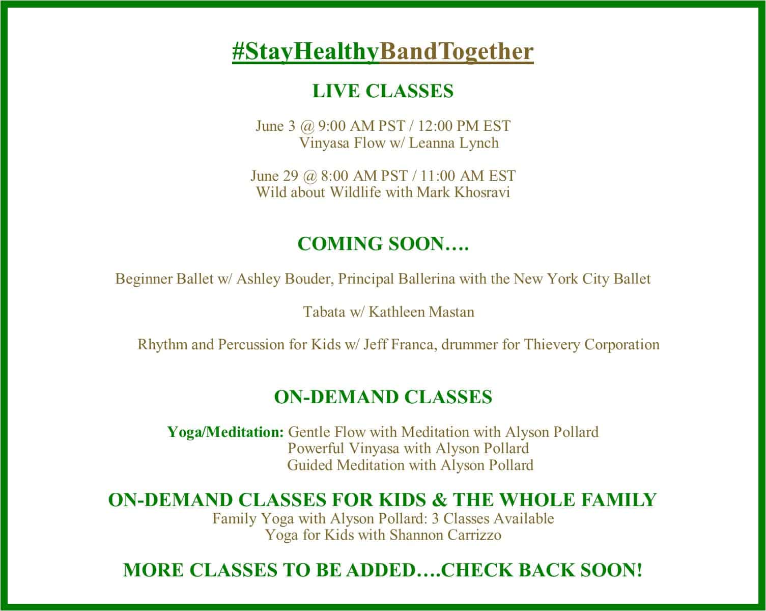 #StayHealthyBandTogether Campaign